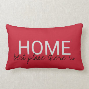 Modern rustic red HOME best place there is Lumbar Cushion