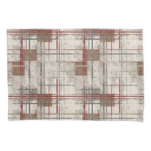 Modern rustic red plaid pillowcase