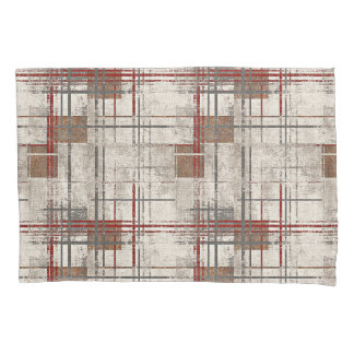 Modern rustic red plaid pillowcase