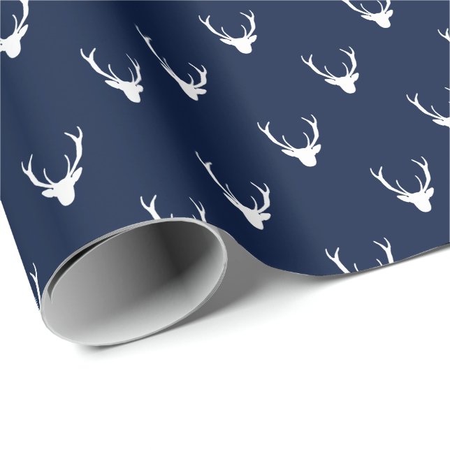 Modern Rustic Reindeer Antlers Christmas Holiday Wrapping Paper (Roll Corner)
