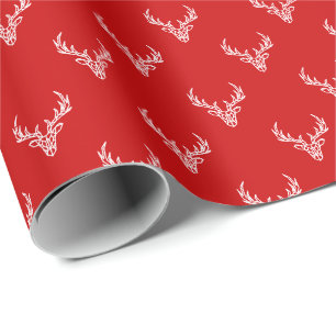Modern Rustic Reindeer Antlers Christmas Holiday Wrapping Paper