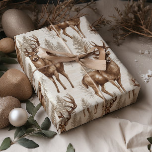 Modern Rustic Reindeer Christmas Wrapping Paper