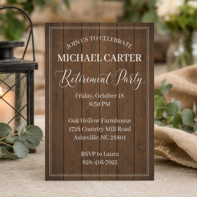 Modern Rustic Retirement Party Invitation Card (Creator Uploaded)