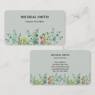 Modern Rustic Romantic Wildflowers Business Card