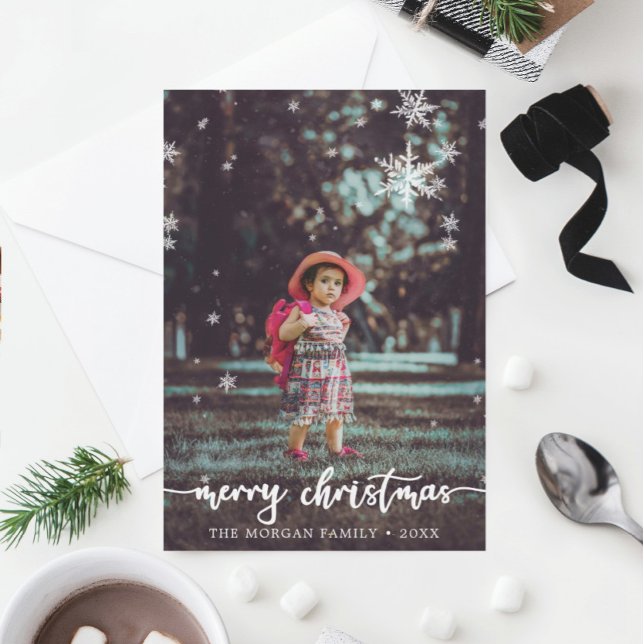 Modern Rustic Script Christmas Photo Card (Creator Uploaded)