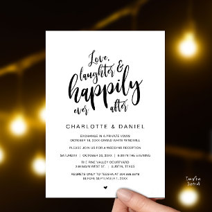 Modern Rustic Script Happily Ever After Wedding Invitation