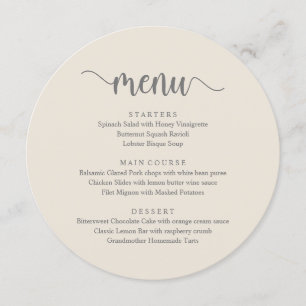 Modern Rustic Script, Wedding Dinner Menu