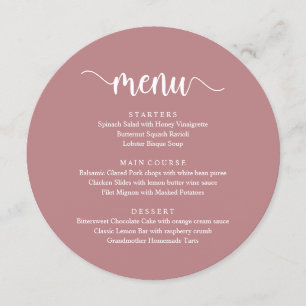 Modern Rustic Script, Wedding Dinner Menu