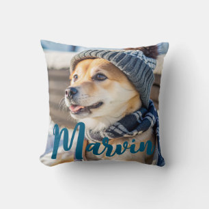 Modern Rustic Simple Custom Pet Photo Cushion