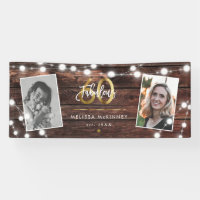 Modern Rustic String Lights Gold Fab 60th Birthday