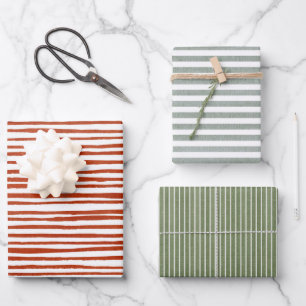 Modern Rustic Stripes Wrapping Paper Sheet