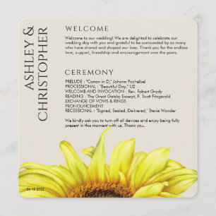 Modern Rustic Sunflower Wedding Programme