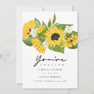 Modern Rustic Sunflowers Wedding Bridal Shower Invitation