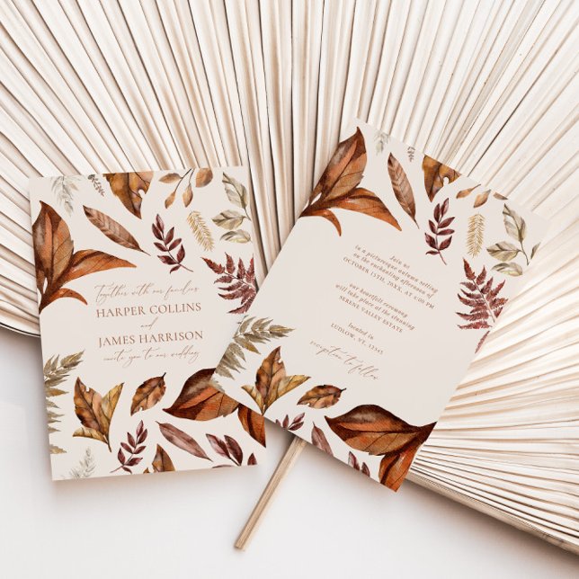 Modern Rustic Terracotta Floral Boho Fall Wedding  Invitation (Creator Uploaded)