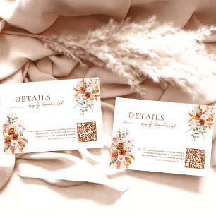 Modern Rustic Terracotta Floral Wedding Details Enclosure Card