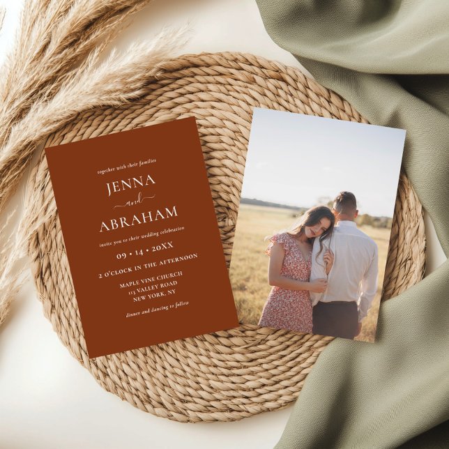 Modern Rustic Terracotta Photo Wedding Invitation (Creator Uploaded)