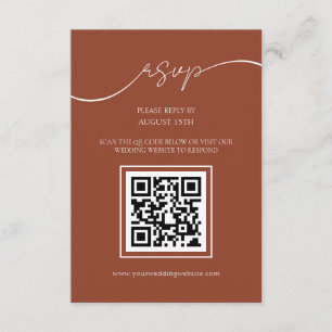 Modern Rustic Terracotta QR Code Wedding RSVP Card