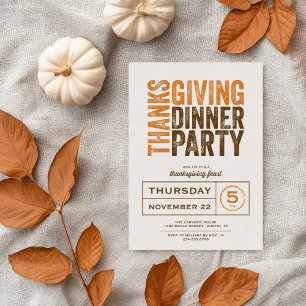 Modern Rustic Thanksgiving Dinner Party Invitation