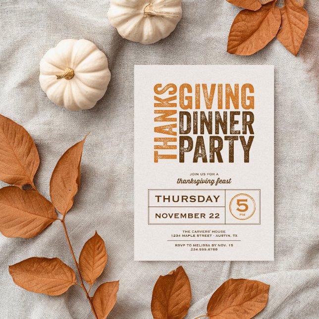 Modern Rustic Thanksgiving Dinner Party Invitation (Creator Uploaded)