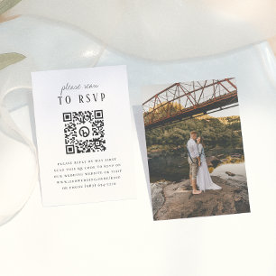 Modern Rustic Type Photo QR Code Wedding RSVP Enclosure Card