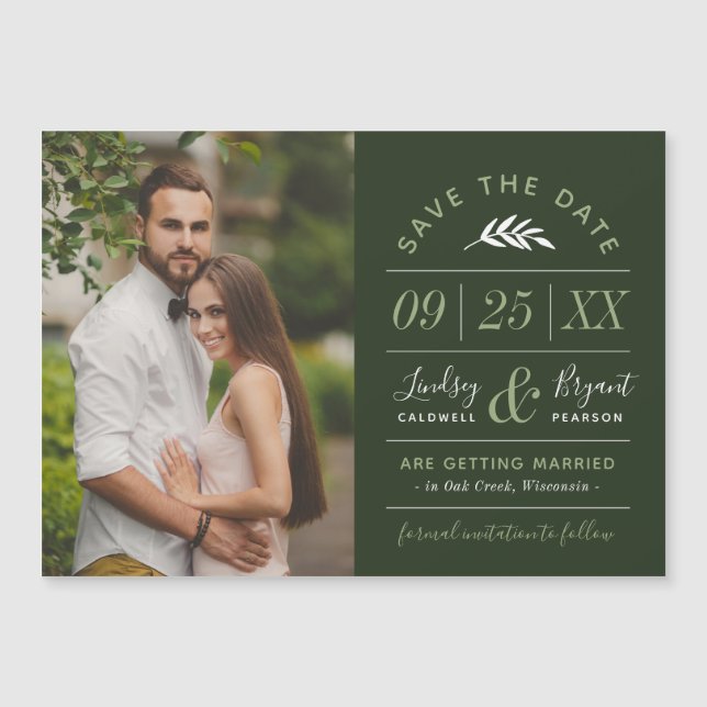 Modern Rustic Typography Photo Save the Date (Front)