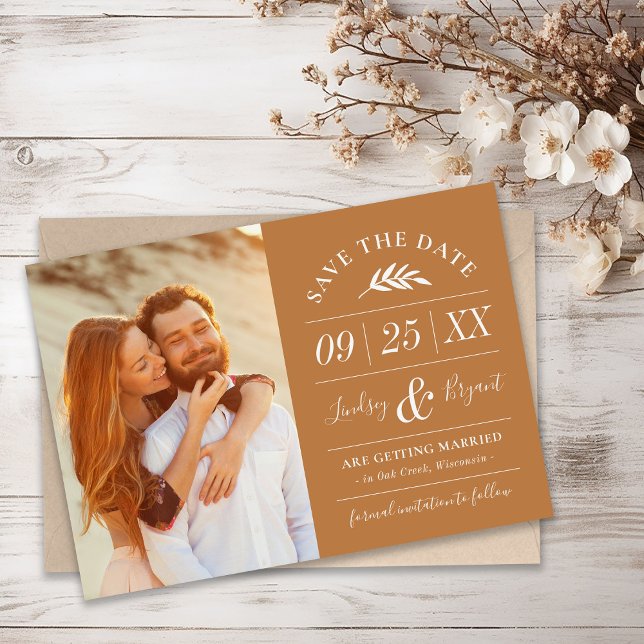 Modern Rustic Typography Photo Save the Date Invitation (Creator Uploaded)