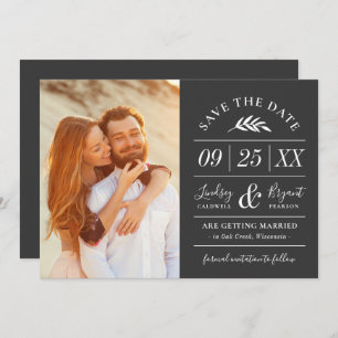 Modern Rustic Typography Photo Save the Date Invitation