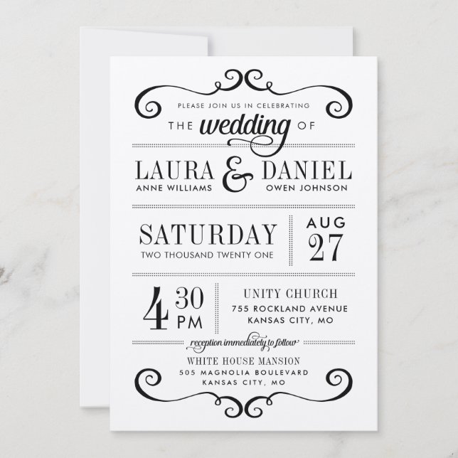 Modern Rustic Typography Wedding Invitation (Front)