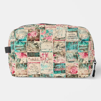 Modern rustic vintage painting and letters collage dopp kit