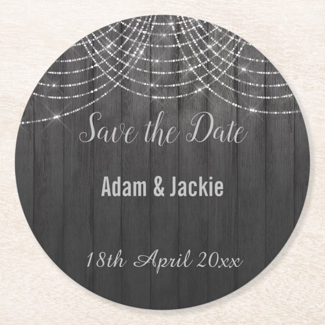 MODERN RUSTIC VINTAGE SAVE THE DATE COASTER (Front)