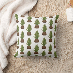 Modern Rustic Watercolor Christmas Tree Holiday Cushion