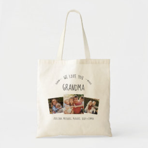 Modern Rustic WE LOVE YOU GRANDMA Photo Collage Tote Bag
