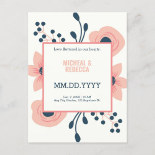 Modern rustic wedding announcement postcard