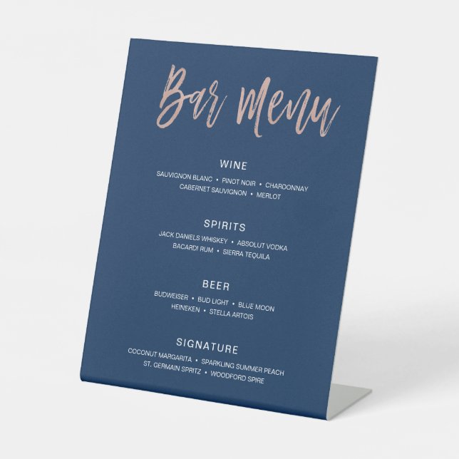 Modern Rustic Wedding Bar Menu Sign Drinks (Front)