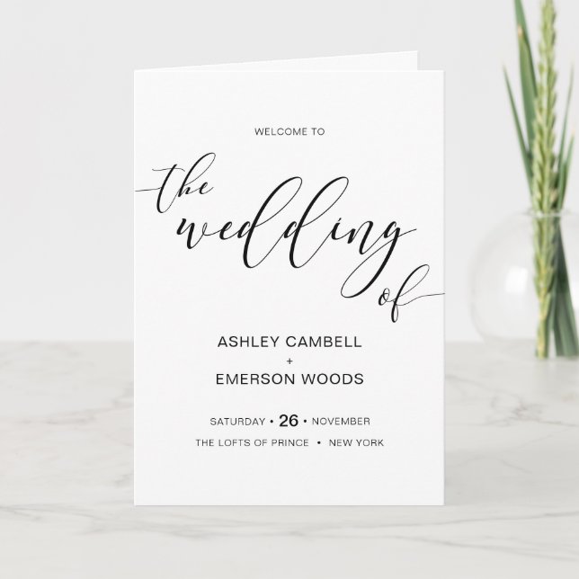 Modern Rustic Wedding Ceremony Folded Program Programme (Front)