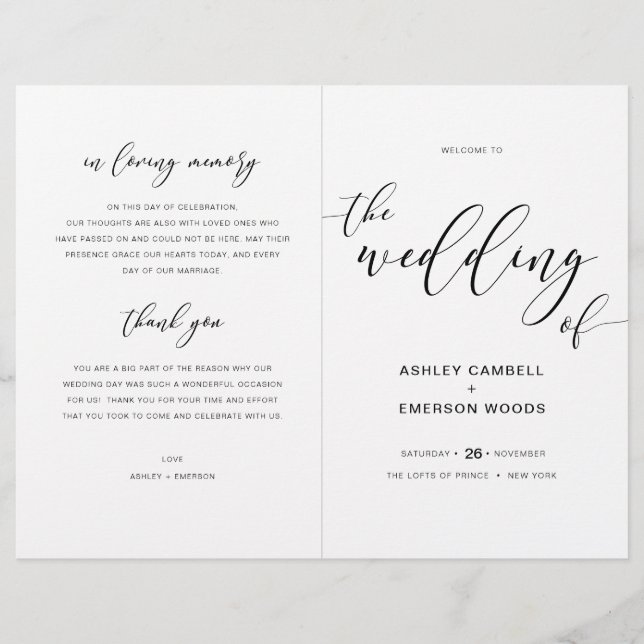 Modern Rustic Wedding Ceremony Program Booklet (Front)