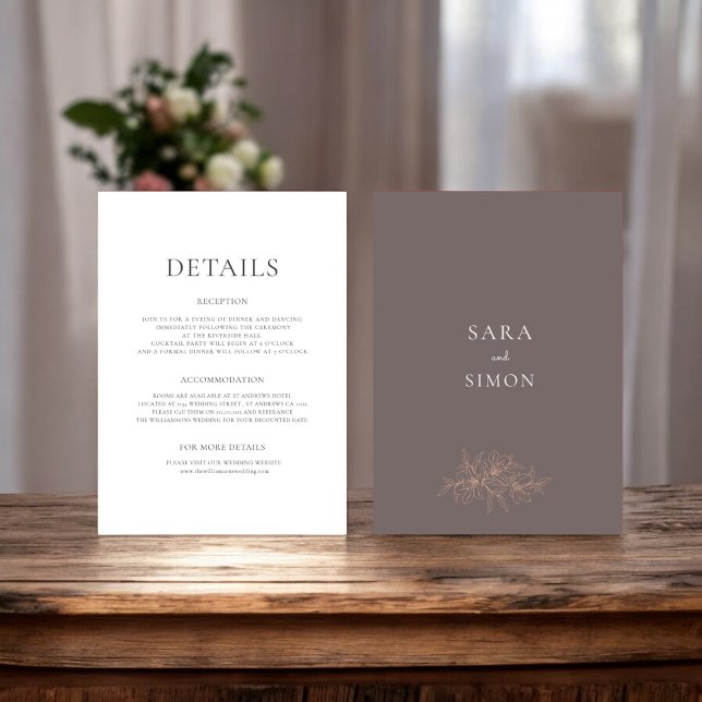 Modern rustic wedding details Flat Card (modern rustic earth tones wedding details card )