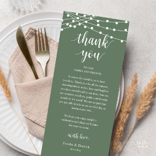 Modern Rustic Wedding Dinner Thank You Card