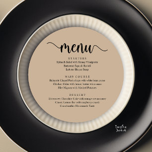 Modern Rustic, Wedding Elopement Round Dinner Menu