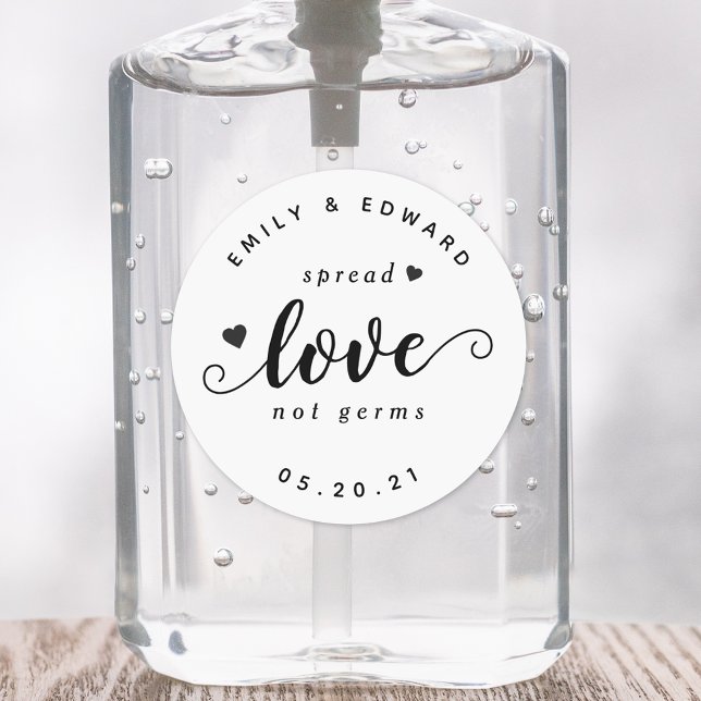 Modern Rustic Wedding Favour Hand Sanitizer Classic Round Sticker (Creator Uploaded)