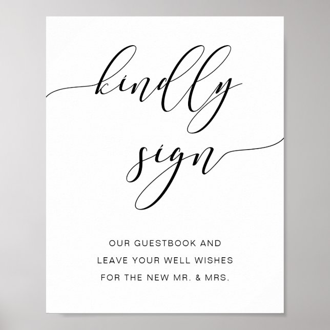 Modern Rustic Wedding Guestbook Kindly Sign Script (Front)