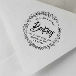 Modern Rustic Wedding Names Return Address Self-inking Stamp
