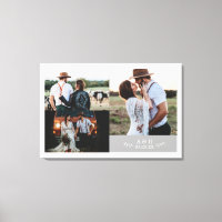 Modern Rustic Wedding Photo Collage Leaf Monogram