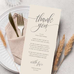 Modern Rustic Wedding Reception Thank You Card