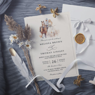 Modern Rustic Western Rustic QR Code Wedding Invitation