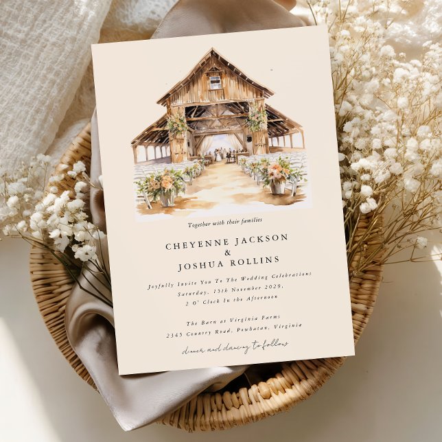 Modern Rustic Western Wedding Invitation  (Modern Western Barn Wedding Invitation)