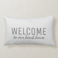 Modern rustic white burlap Welcome to beach house