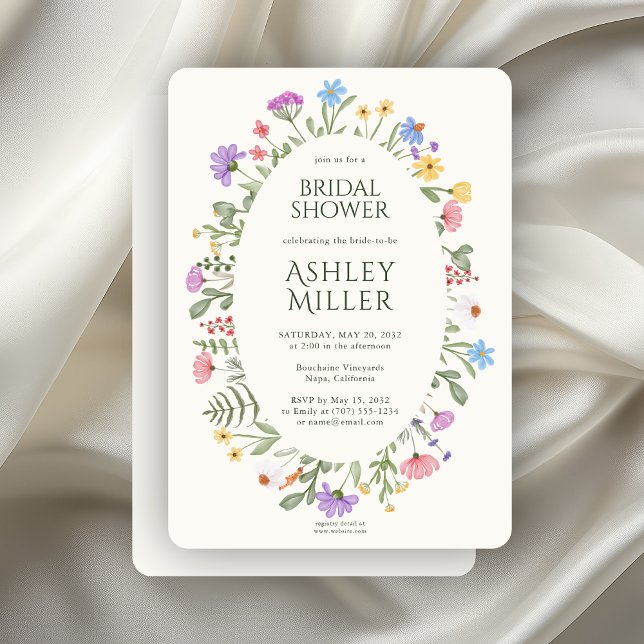 Modern Rustic Wildflower Bridal Shower Invitation (Creator Uploaded)
