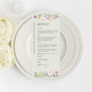Modern Rustic Wildflower Soft Sage Wedding Menu