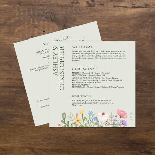 Modern Rustic Wildflower Soft Sage Wedding Programme